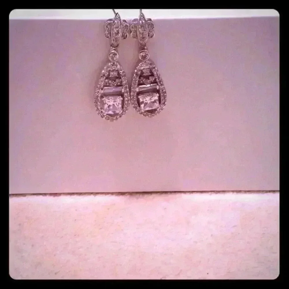 Diamond cubic zircon earrings